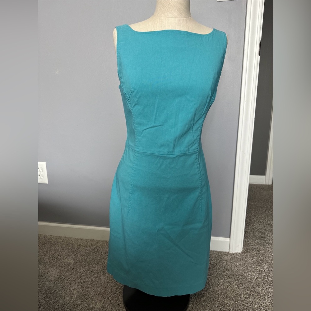 Express Stretch Dress 80’s Inspired Aqua Blue Fitted Dress With Side Slits 5/6